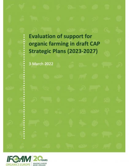 Evaluation of support for organic farming in draft CAP Strategic Plans (2023-2027)